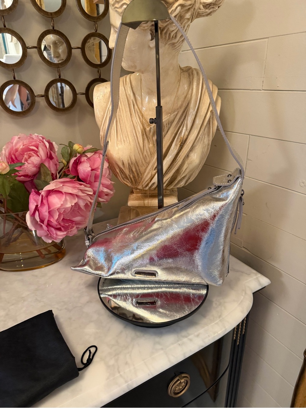 Sharif NWOT shimmery Metallic Silver Shoulder Bag
